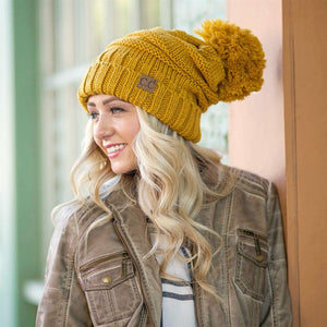 CC Slouchy Yarn Pom Beanie ( HAT-100POM )