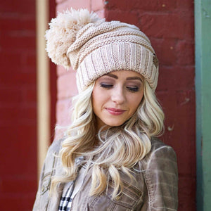 CC Slouchy Yarn Pom Beanie ( HAT-100POM )