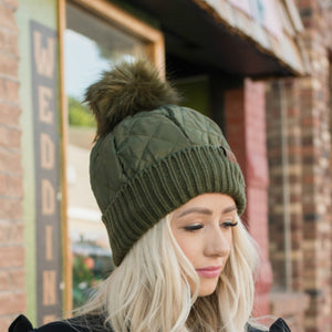 CC Quilted Pom Beanie ( HAT-1739 )