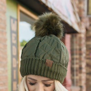 CC Quilted Pom Beanie ( HAT-1739 )