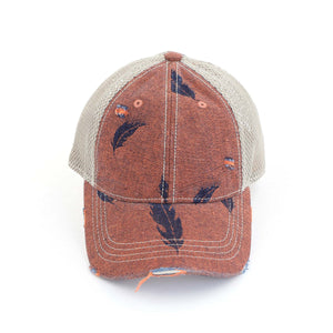 CC Leaf Motif Jacquard Denim Pony Cap ( BT-3921 )