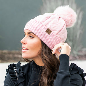 CC Quilted Pom Beanie ( HAT-1739 )