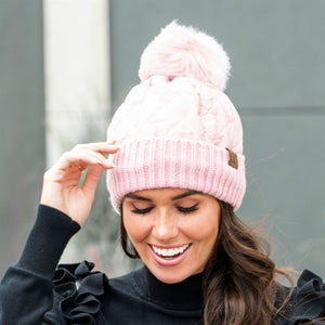 CC Quilted Pom Beanie ( HAT-1739 )