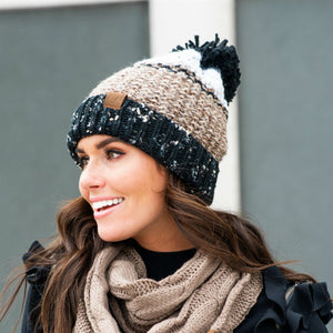 CC Yarn Pom Detailed Beanie ( HAT-2214 )