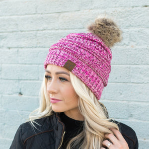 CC Trending 4-Tone Beanie w/ Tan POM ( YJ-816POM )