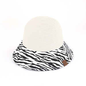 CC Zebra Print Straw Bucket Hat ( ST-3927 )