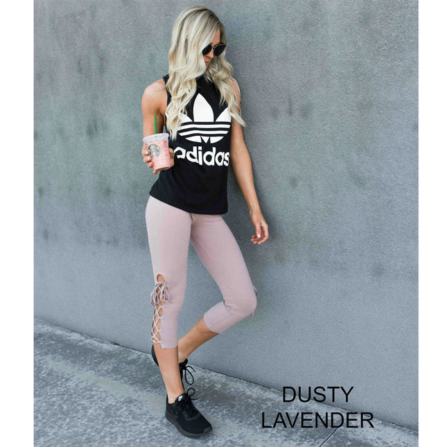 Ultra Soft Lace Up Crop Leggings ( YC1710 ) CLEARANCE