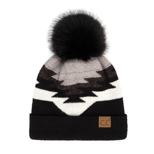 CC Beanie with Pom & Aztec Pattern ( YJ-1000 )