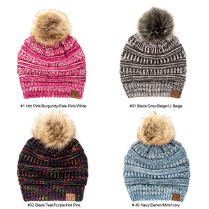 CC Trending 4-Tone Beanie w/ Tan POM ( YJ-816POM )