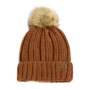 CC Bold Faux Fur Accented Beanie ( YJ-820 )