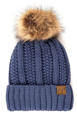 CC Bold Faux Fur Accented Beanie ( YJ-820 )