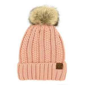 CC Bold Faux Fur Accented Beanie ( YJ-820 )