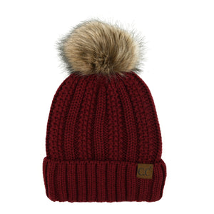 CC Bold Faux Fur Accented Beanie ( YJ-820 )