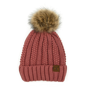 CC Bold Faux Fur Accented Beanie ( YJ-820 )