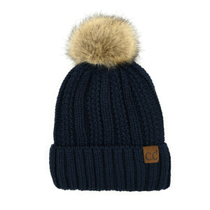 CC Bold Faux Fur Accented Beanie ( YJ-820 )