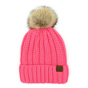 CC Bold Faux Fur Accented Beanie ( YJ-820 )
