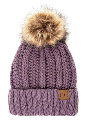 CC Bold Faux Fur Accented Beanie ( YJ-820 )