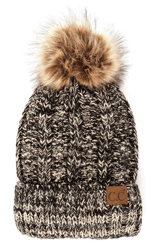 CC Multi Color Fur Pom Beanie ( YJ-820_# )