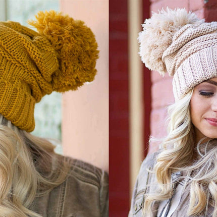 CC Slouchy Yarn Pom Beanie ( HAT-100POM )