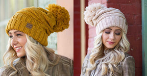 CC Slouchy Yarn Pom Beanie ( HAT-100POM )